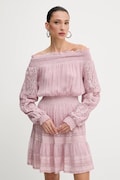 Βαμβακερό φόρεμα Guess AUDREY χρώμα: ροζ, W5GK24 WE550