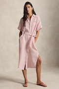 Polo Ralph Lauren srajčna obleka lanena roza 211965843