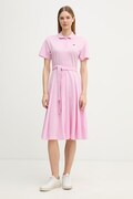 Lacoste sukienka letnia bawełniana różowa gładka EF9621