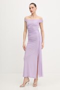 Bardot sukienka kolor fioletowy maxi dopasowana 59512DB