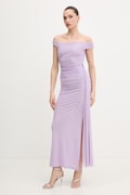 Bardot sukienka kolor fioletowy maxi dopasowana 59512DB
