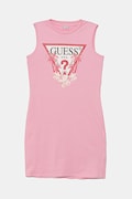 Guess rochie din bumbac pentru copii culoarea roz, midi, mulată, J4RK38 KA6W4