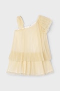 Детска рокля Mayoral в бежово къса с асиметрична кройка 3912