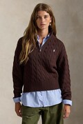 Polo Ralph Lauren sweter bawełniany kolor brązowy z półgolfem 211963467