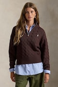 Polo Ralph Lauren sweter bawełniany kolor brązowy z półgolfem 211963467