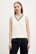 Βαμβακερό γιλέκο Guess Jeans χρώμα: μπεζ, W5GR02 Z3HM1