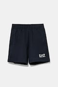 Dětské bavlněné šortky EA7 Emporio Armani tmavomodrá barva, nastavitelný pas, 7B000026 AF10380