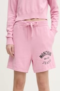 Moschino Jeans pantaloni scurti din bumbac culoarea roz, cu imprimeu, high waist, 0380 3201
