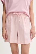 United Colors of Benetton szorty lniane damskie kolor różowy gładkie high waist 4AGHD901T