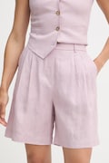 United Colors of Benetton šortky dámské lněné růžové high waist 4AGHD901V