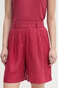 United Colors of Benetton šortky dámské lněné červené high waist 4AGHD901V