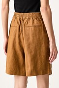 United Colors of Benetton szorty damskie lniane brązowe high waist 4AGHD901V