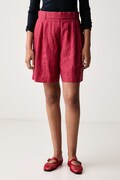 United Colors of Benetton szorty damskie lniane czerwone high waist 4AGHD901V