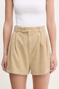 Памучен къс панталон Filippa K в бежово с изчистен дизайн с висока талия 31368