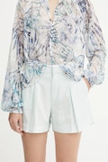 Guess szorty z domieszką lnu SHAYE damskie kolor turkusowy gładkie high waist W5GD1J WG8N0