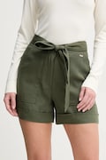 Guess pantaloni scurți NINA femei, culoarea verde, uni, high waist, W5GD1R WG4C2