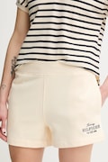 Tommy Hilfiger pamut rövidnadrág női, bézs, nyomott mintás, magas derekú, WW0WW45518