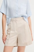 Tommy Hilfiger szorty z domieszką lnu damskie kolor beżowy gładkie high waist WW0WW44767