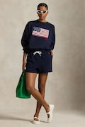 Kraťasy Polo Ralph Lauren dámské, tmavomodrá barva, medium waist, 211965103