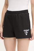 Guess pantaloni scurți ROBERTA culoarea negru, cu imprimeu, high waist, V5GD19 KC3D2