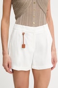 Elisabetta Franchi szorty lniane damskie kolor biały gładkie high waist SH01252E2