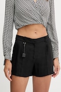 Elisabetta Franchi szorty lniane damskie kolor czarny gładkie high waist SH01252E2