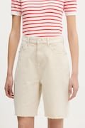 Rifľové krátke nohavice Tommy Jeans béžová farba, jednofarebné, vysoký pás, DW0DW21646