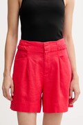 Pedro del Hierro szorty lniane damskie kolor czerwony gładkie high waist 2459132