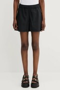Fjallraven szorty High Coast Relaxed Shorts damskie kolor czarny gładkie high waist F87034.550