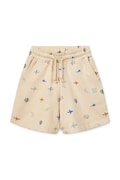 Liewood pantaloni scurți din bumbac pentru copii Gram Printed Sweatshorts culoarea bej, cu imprimeu, LW19864