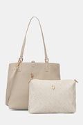 U.S. Polo Assn. torebka shopper damska z imitacji skóry Malibu beżowa BEUM08707WVP