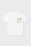 Mayoral t-shirt bawełniany dziecięcy kolor beżowy z nadrukiem 3032