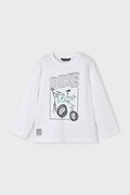 Detská bavlnená košeľa s dlhým rukávom Mayoral biela farba, s potlačou, 3051