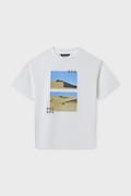 Mayoral t-shirt bawełniany dziecięcy kolor beżowy z nadrukiem 6007