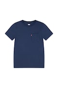Levi's t-shirt bawełniany dziecięcy SUNSET POCKET TEE kolor granatowy gładki 9EM359