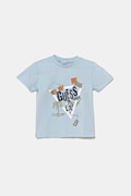 Guess t-shirt bawełniany niemowlęcy kolor niebieski z nadrukiem I5GI00 K8HM4