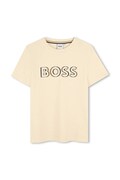 BOSS tricou de bumbac pentru copii culoarea bej, cu imprimeu, J52034