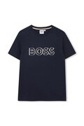 BOSS tricou de bumbac pentru copii culoarea albastru marin, cu imprimeu, J52034