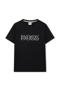 BOSS tricou de bumbac pentru copii culoarea negru, cu imprimeu, J52034