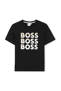 BOSS t-shirt bawełniany dziecięcy kolor czarny z nadrukiem J52038