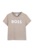 Μωρό βαμβακερό μπλουζάκι BOSS χρώμα: μπεζ, J52105