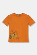 United Colors of Benetton tricou de bumbac pentru copii culoarea portocaliu, cu imprimeu, 3I1XG10IJ