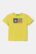 Дитяча бавовняна футболка United Colors of Benetton колір жовтий з принтом 3I1XG10HT