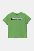 Дитяча бавовняна футболка United Colors of Benetton колір зелений з принтом 3I1XG10HT