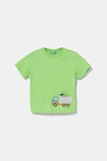 Bavlnené tričko United Colors of Benetton zelená farba, s potlačou, 3I1XG10J6