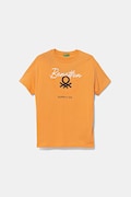 Дитяча бавовняна футболка United Colors of Benetton колір помаранчевий з принтом 3I1XC10OO