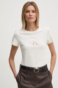 Pamučna majica Calvin Klein Jeans za žene, boja: bež, J20J224982