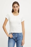 Bavlnené tričko Tommy Jeans dámske, biela farba, DW0DW19502