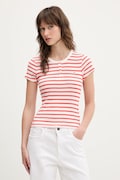 Bavlnené tričko Tommy Jeans dámske, červená farba, DW0DW19502