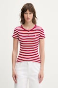 Bavlnené tričko Tommy Jeans dámske, ružová farba, DW0DW19502